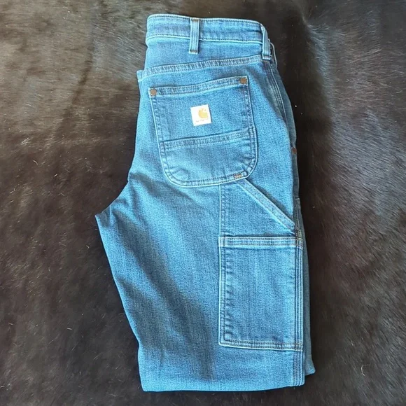 New!! Carhartt Rugged Flex Relaxed Fit Jeans 8 Regular Double Front - Picture 6 of 7